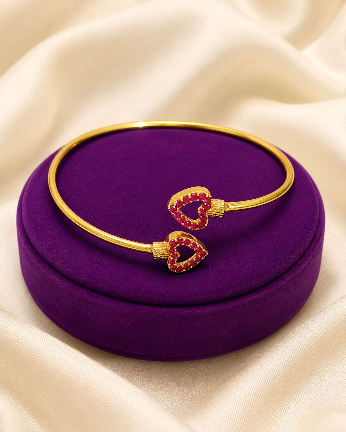 Golden Heart Stone Bangle
