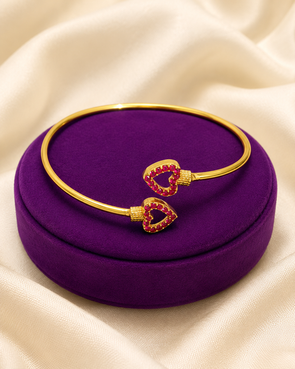 Golden Heart Stone Bangle