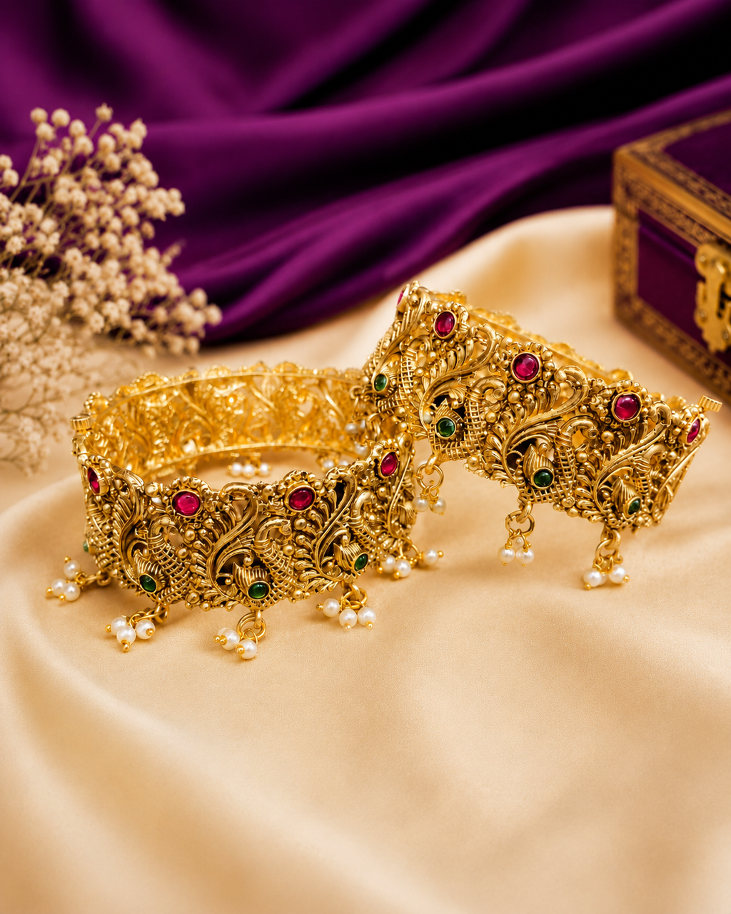 Peacock Ruby Antique Bangles