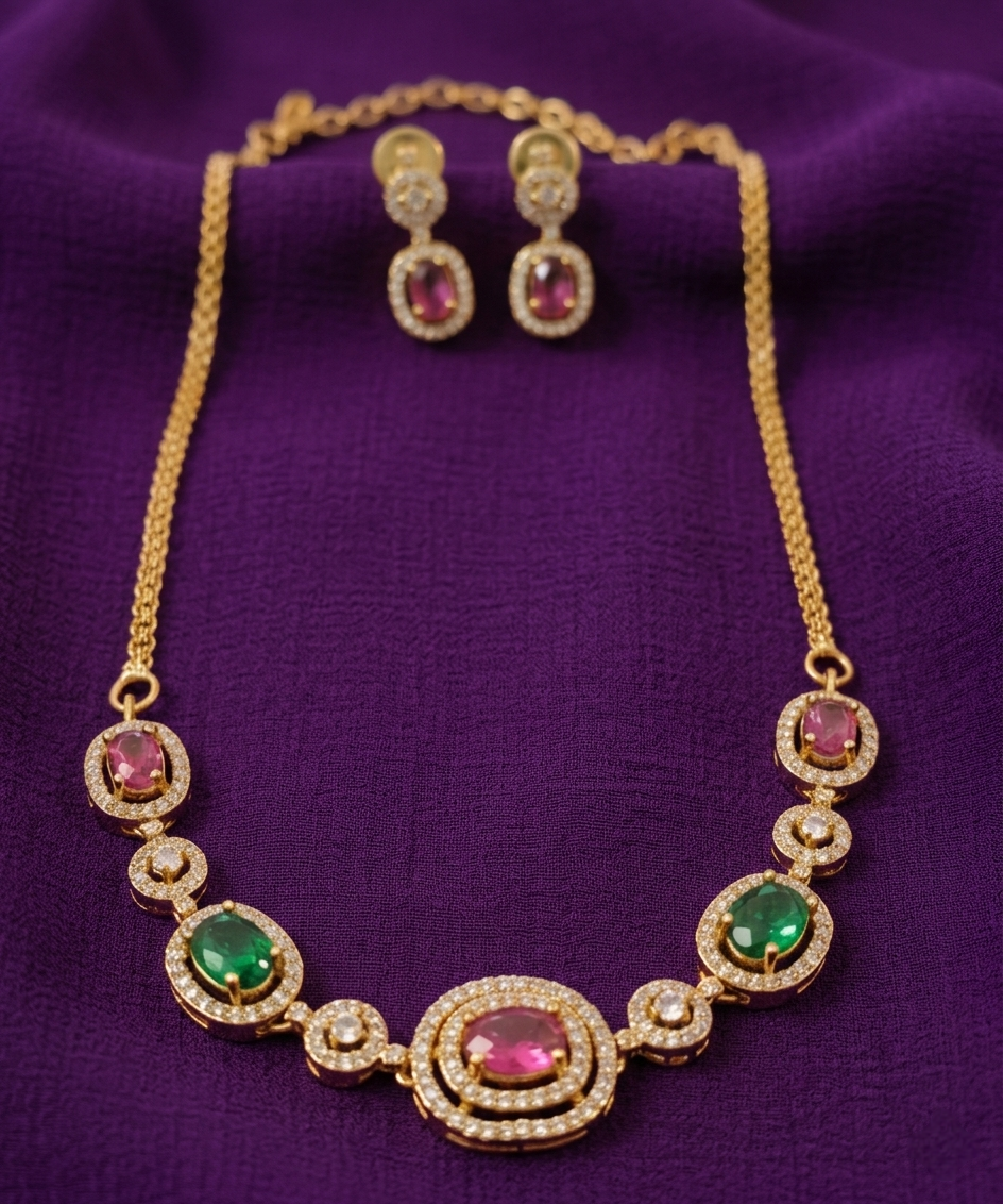 American Diamond Stone Necklace Set