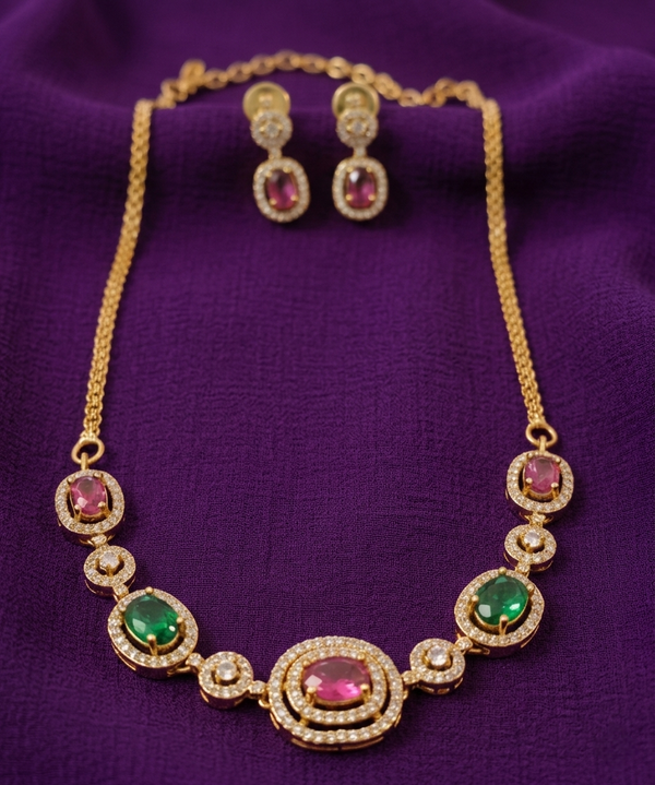 American Diamond Stone Necklace Set