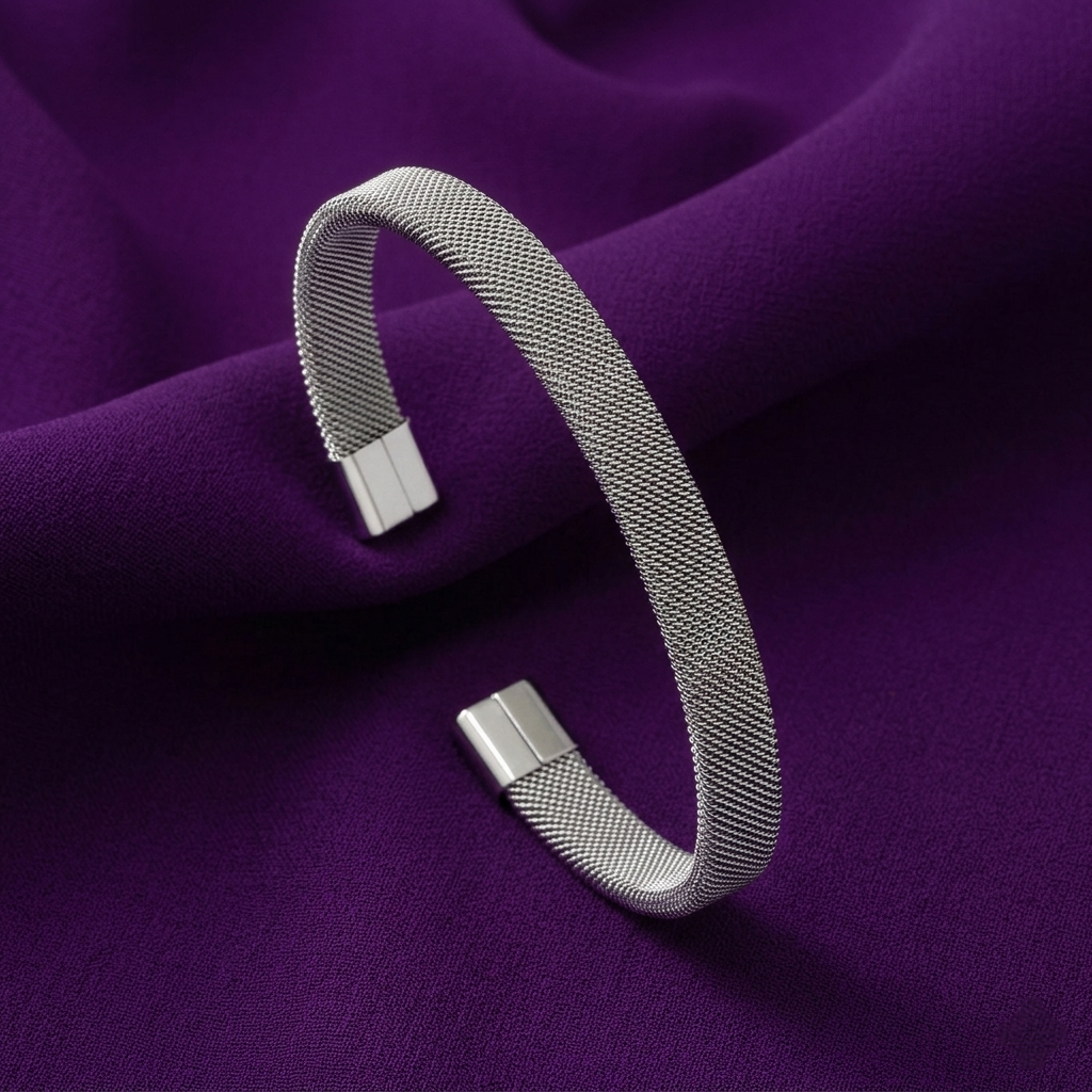 Stainless Steel Anti-Tarnish Mesh Cuff Bracelet for Men