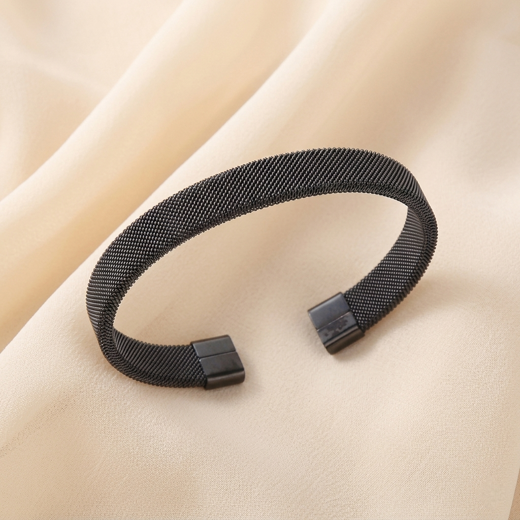 Stainless Steel Anti-Tarnish Mesh Cuff Bracelet for Men
