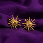 Gold-Plated Sun Pattern Stud Earrings