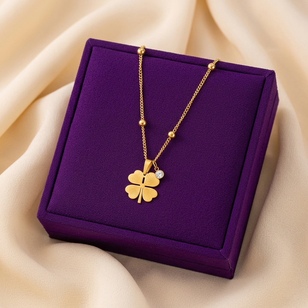 Stainless Steel Gold-Plated Clover Design Pendant