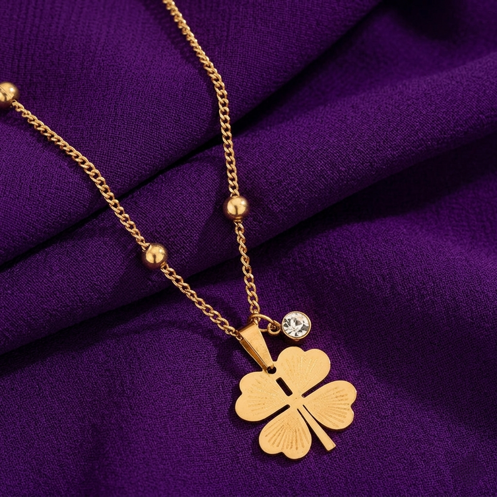 Stainless Steel Gold-Plated Clover Design Pendant