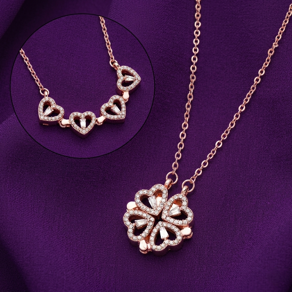Clover Design Rose Gold Openable Pendant
