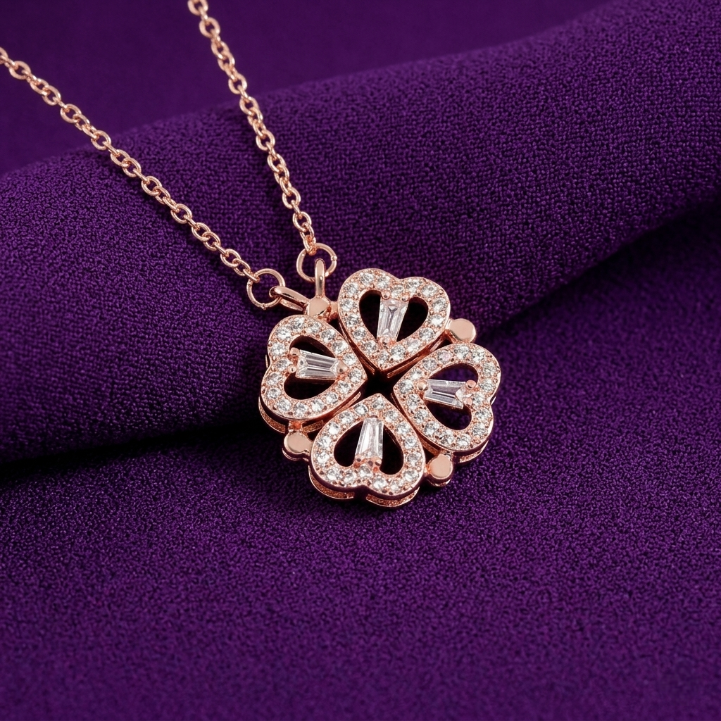 Clover Design Rose Gold Openable Pendant