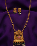 Enamel Lakshmi Pendant Mid-Long Necklace Set