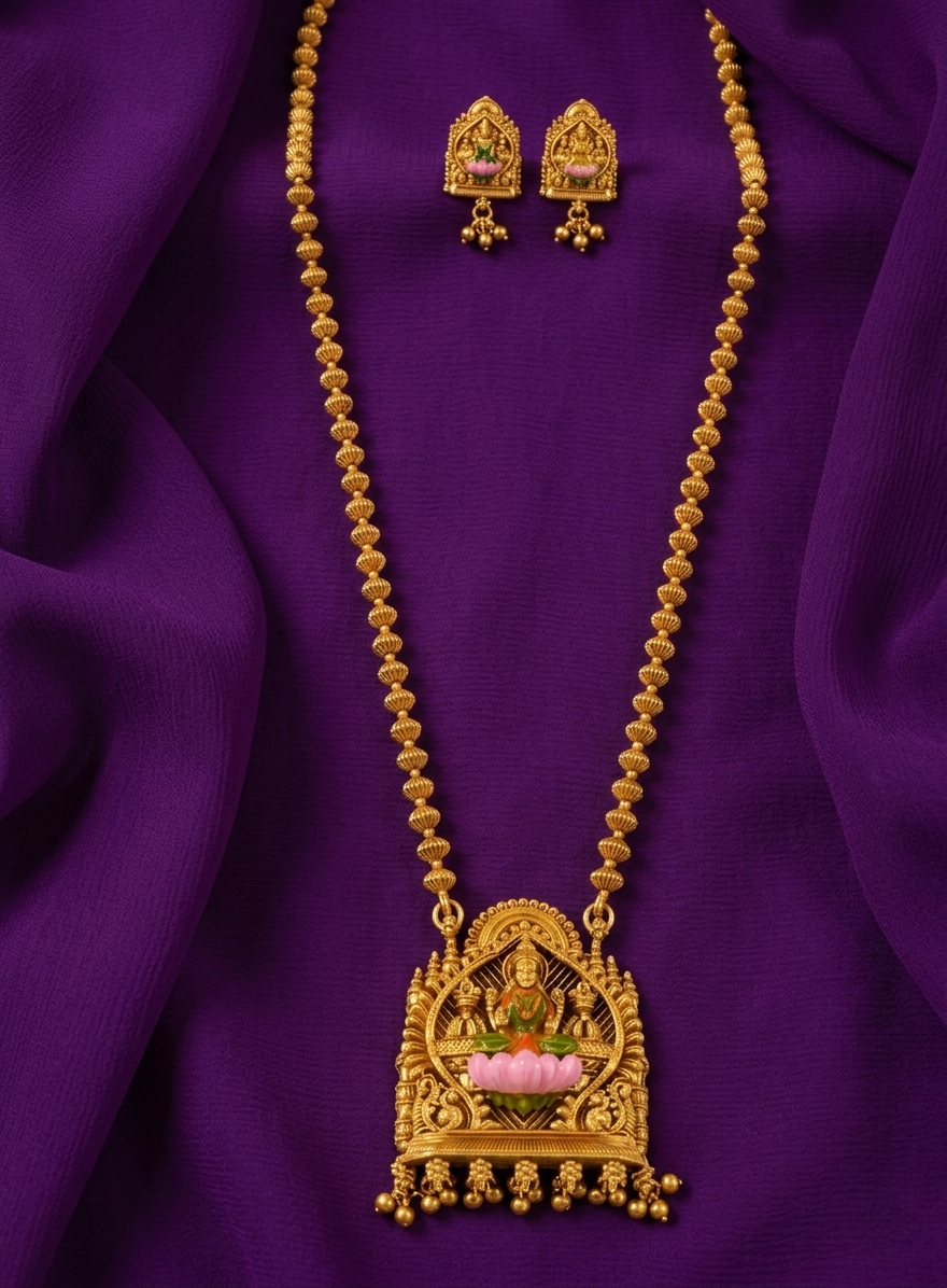 Temple Style Enamel Lakshmi Necklace Set
