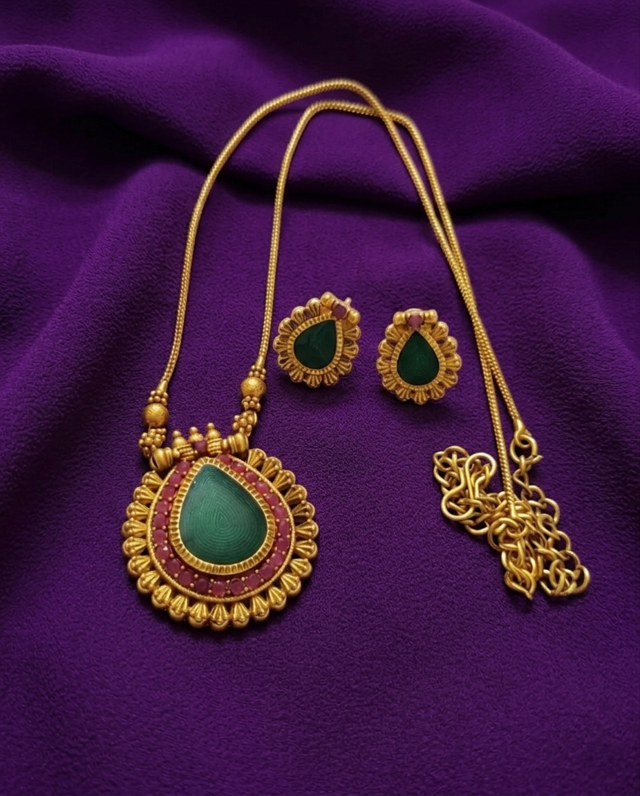 Affordable Palakka Gopi Long Necklace Set