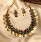 Antique Peacock Coin Necklace Set