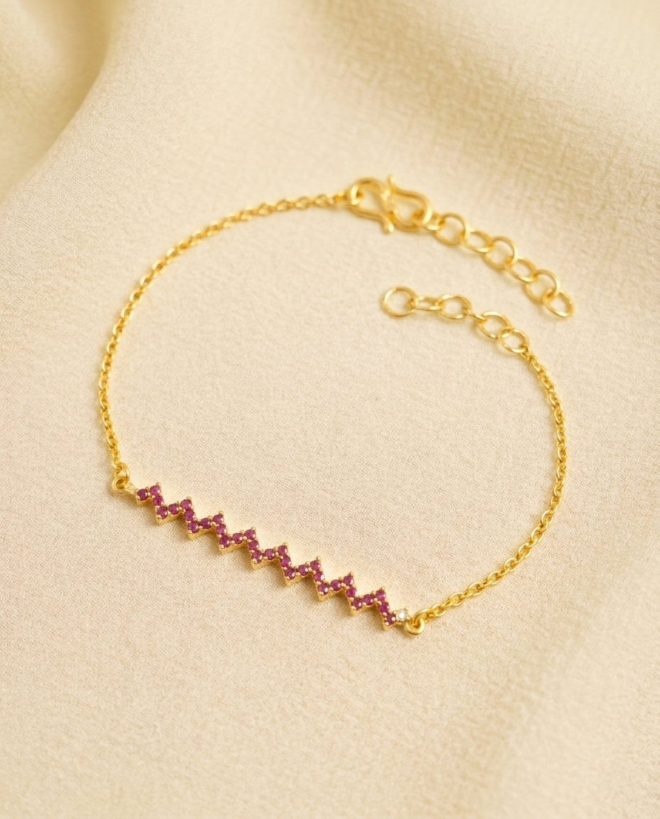 Stone Zigzag Chain Bracelet