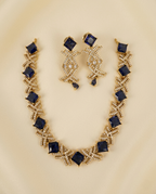 Square Stone American Diamond Necklace Set