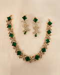 Square Stone American Diamond Necklace Set