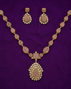 Elegant Blush Stone Pendant Necklace Set