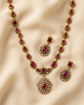 Elegant Blush Stone Pendant Necklace Set