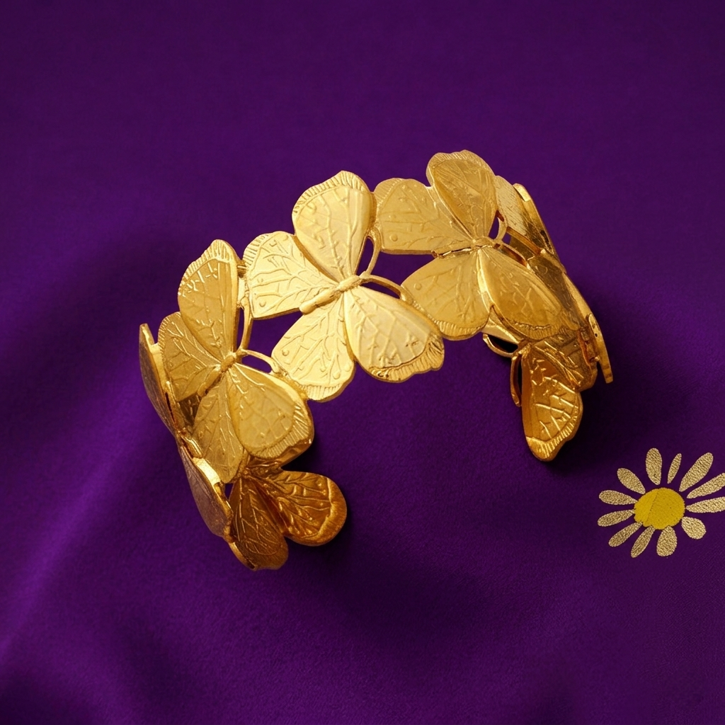 Gold-Plated Anti-Tarnish Stainless Steel Butterfly Cuff Bracelet