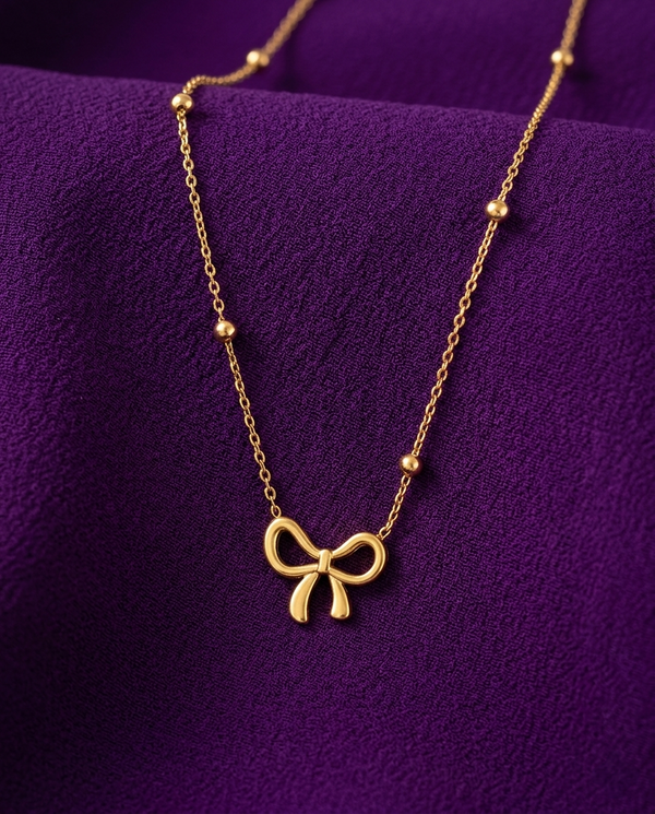 Gold-Plated Anti-Tarnish Infinity Bow Pendant