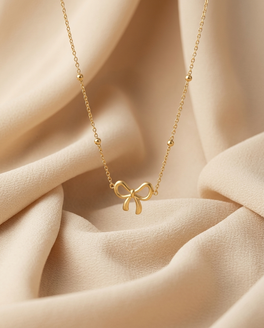 Gold-Plated Anti-Tarnish Infinity Bow Pendant