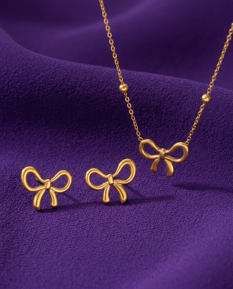 Minimal Bow Design Jewellery Set