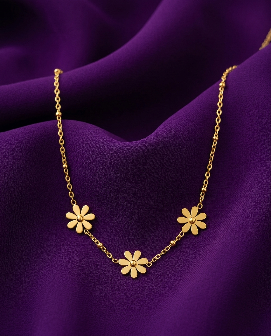 Gold-Plated Anti-Tarnish Floral Pendant