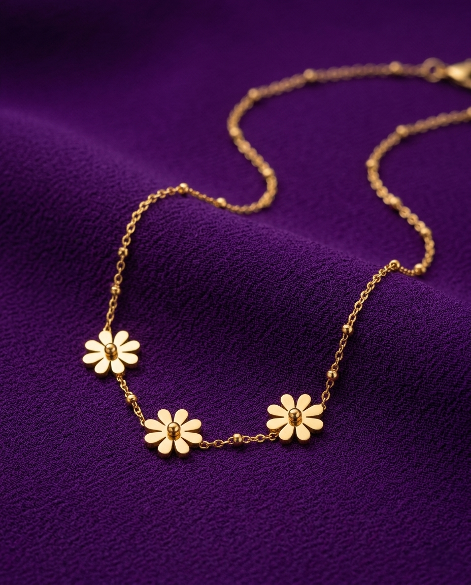 Gold-Plated Anti-Tarnish Floral Pendant