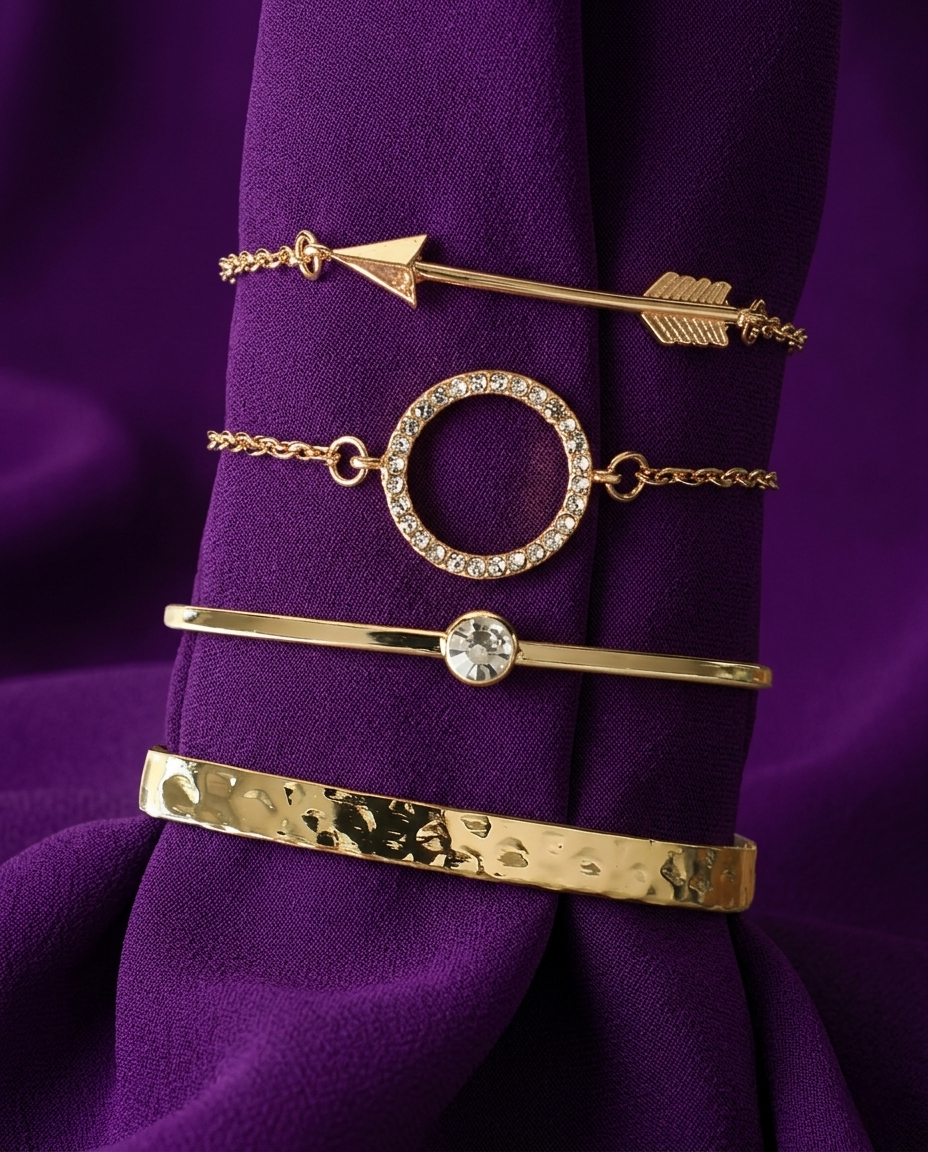 Gold-Plated Contemporary Bracelet Set of 4