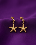 Stainless Steel Gold-Plated Star Design Drop Earrings