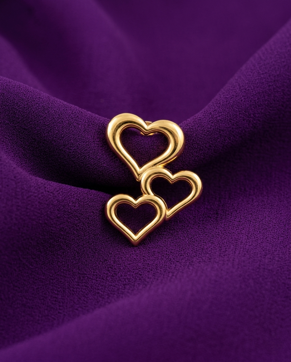Gold-Plated Stainless Steel Anti-Tarnish Heart Stud Earrings