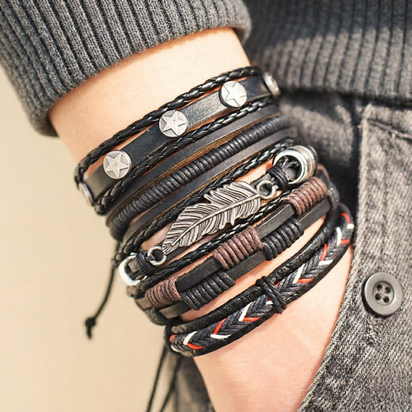 Black Multi-Strand Bracelet for Men