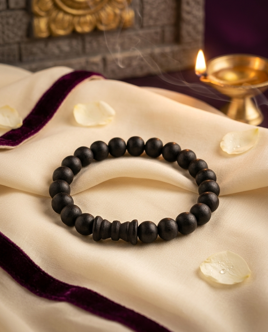 Original 8 MM Karungali Unisex Bracelet (25 Beads + 1 Black Damru) – Lab Certified - AE