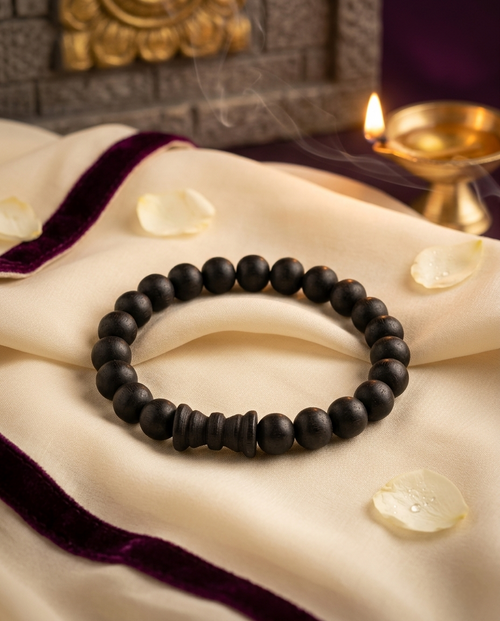 Original 8 MM Karungali Unisex Bracelet (25 Beads + 1 Black Damru) – Lab Certified - AE