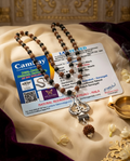 Original 7MM  German Silver Cap Karungali and Rudraksha Mala with Om locket, 54 Beads, Lab Certified