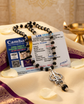 Original 7MM  German Silver Cap Karungali Mala with Om locket, 54 Beads, Lab Certified