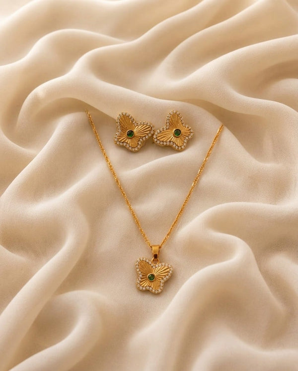 Golden Butterfly Pendant Set - ae