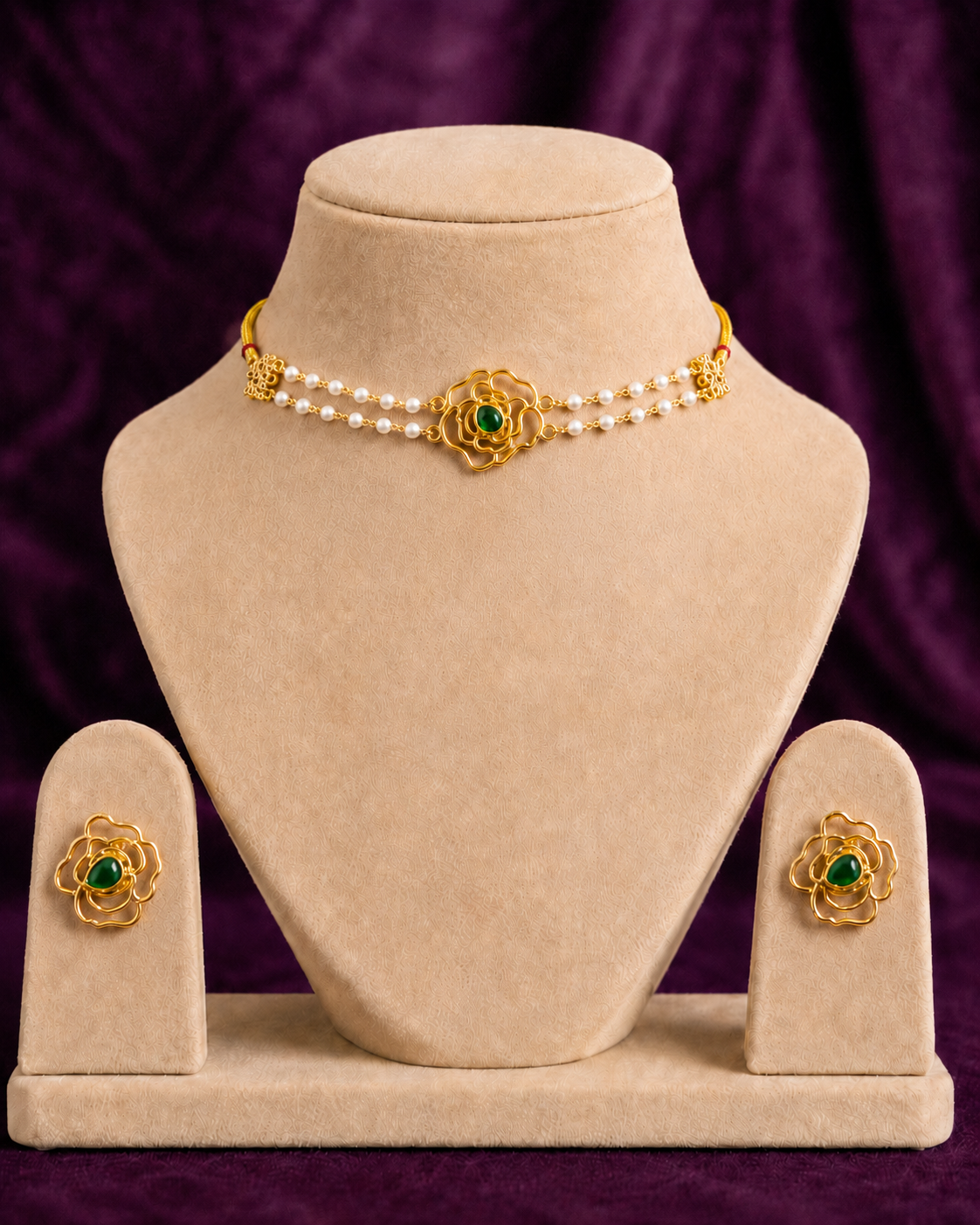 Alia Inspired Pearl Choker Necklace Set