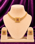 Ruby Square Bead Choker Set