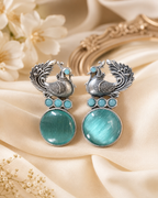 Peacock Motif Stone Earrings