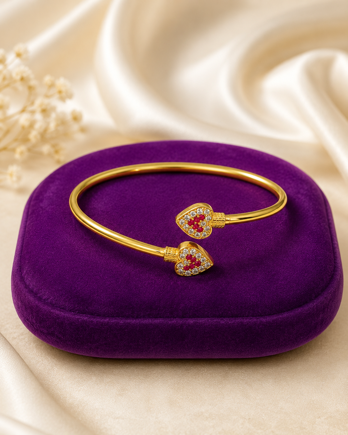 Heart Stone Adjustable Bangle