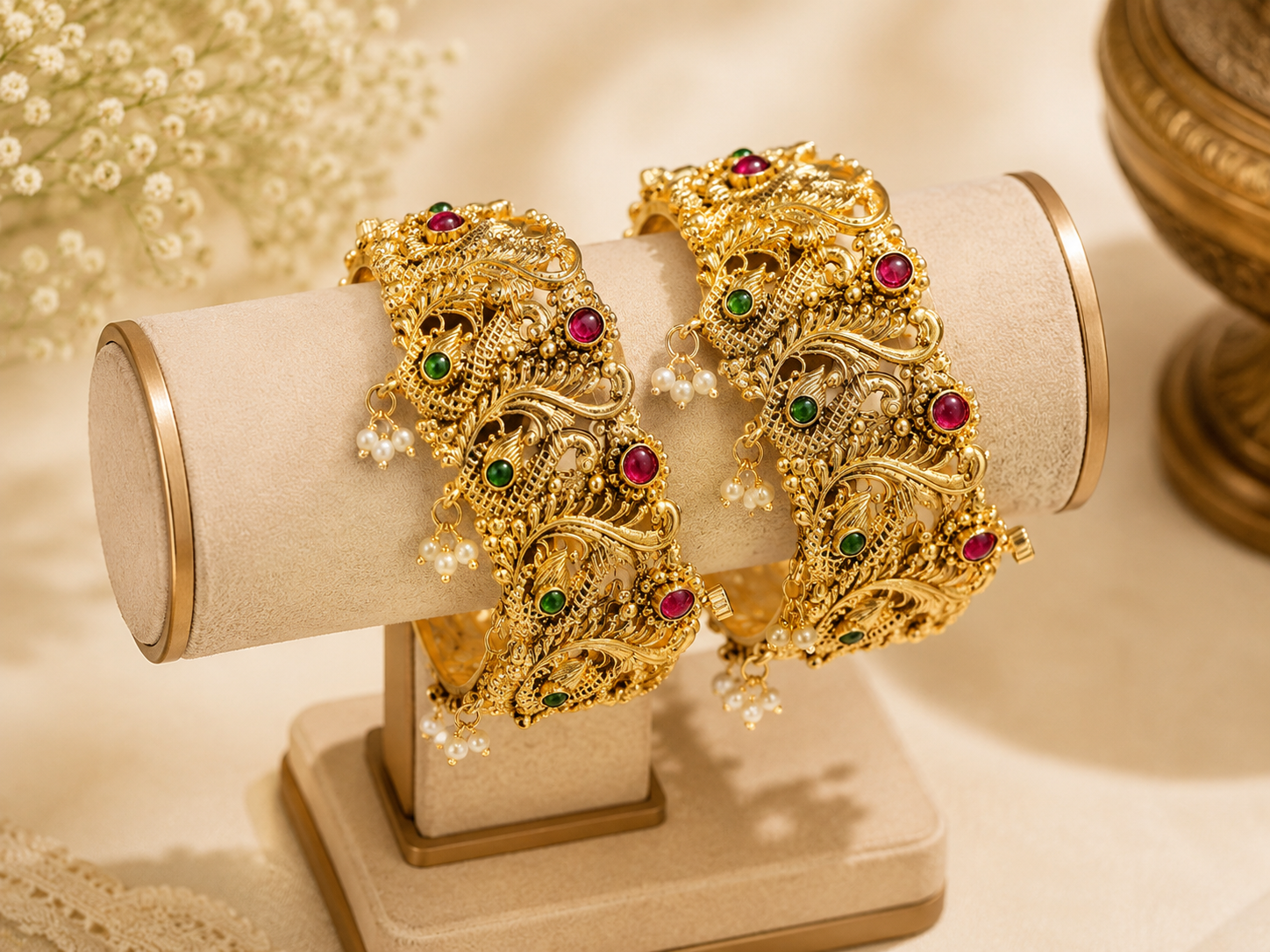 Peacock Ruby Antique Bangles