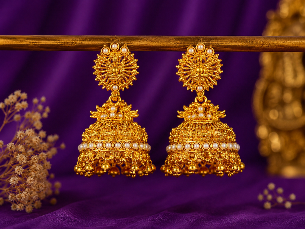 High Gold Temple Jhumkas