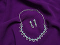 AD - Emerald Stone Heart Design Necklace Set - ae