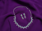 AD - Emerald Stone Heart Design Necklace Set - ae