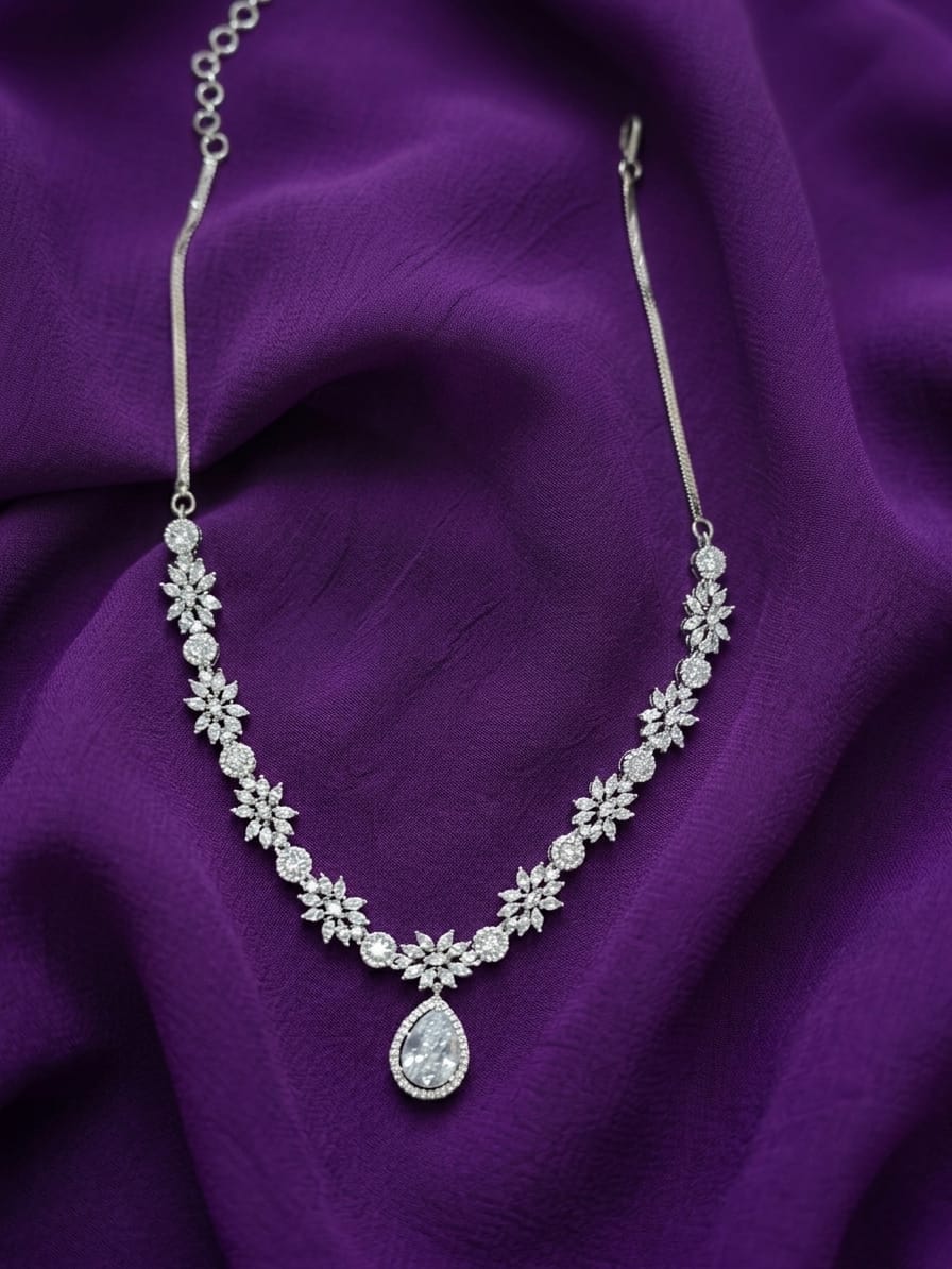 Floral AD Drop Necklace Set  - ae