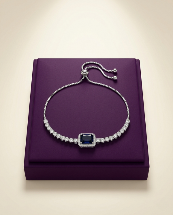 American Diamond Bracelet – Elegant Rhodium Plated Sparkle