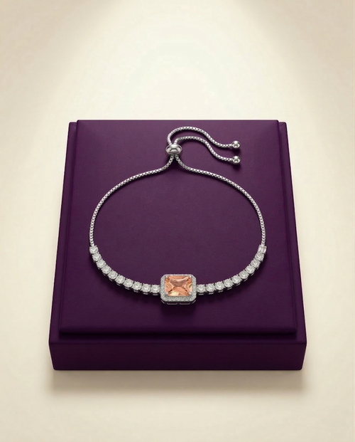 American Diamond Bracelet – Elegant Rhodium Plated Sparkle