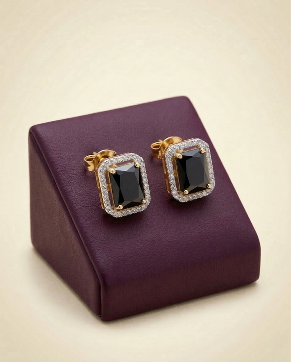 American Diamond Tops – Elegant 2 Tone Stud Earrings