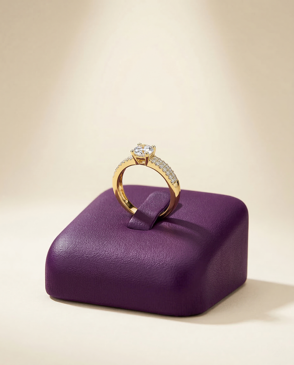 American Diamond Delicate Ring – Elegant 2 Tone Rhodium Plated Design