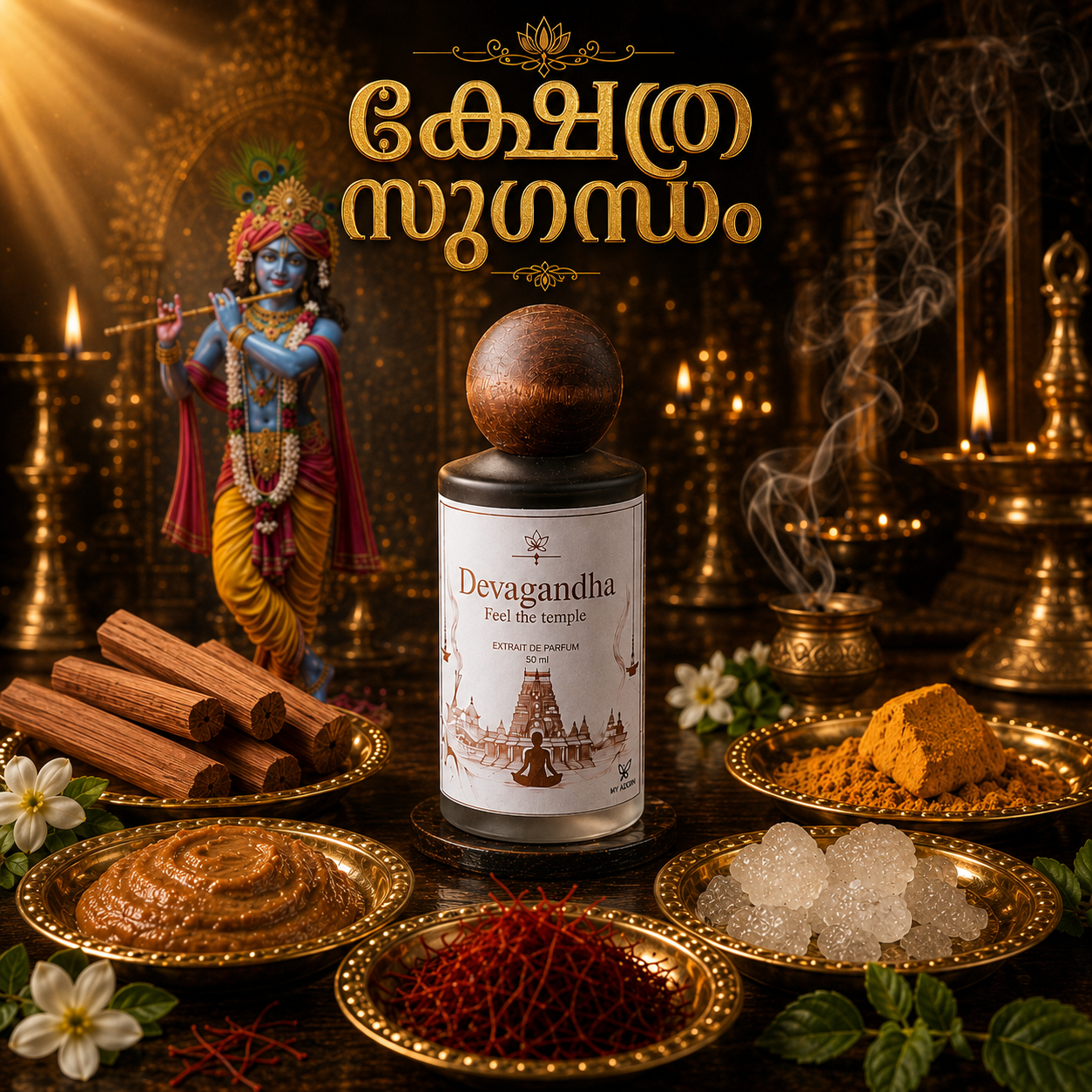 Devagandha (ദേവഗന്ധ) Temple Fragrance Perfume 50ml | Extrait de Parfum
